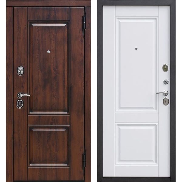 Входная дверь Вена (9,5 см, МДФ/МДФ, грецкий орех, белый матовый, патина)