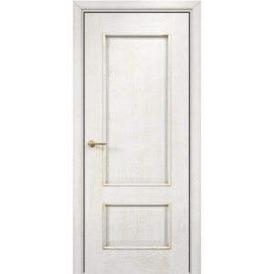 Межкомнатная дверь Оникс Марсель (эмаль белая патина золото, глухая)