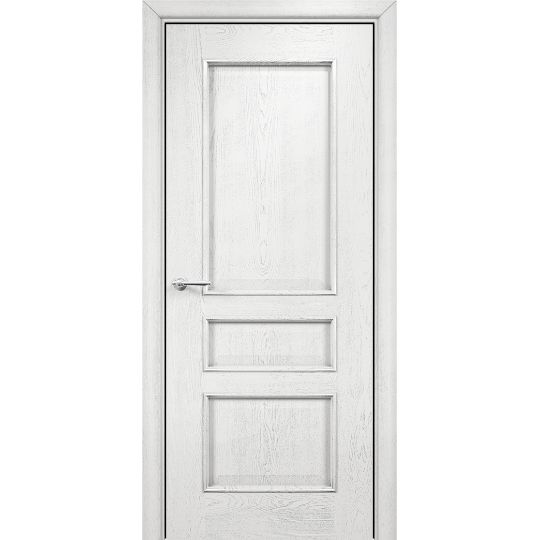 Межкомнатная дверь Оникс Версаль (эмаль белая патина серебро, глухая)