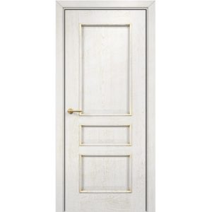 Межкомнатная дверь Оникс Версаль (эмаль белая патина золото, глухая)