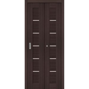 Складная межкомнатная дверь Браво-22 (Wenge Veralinga, остеклённая)