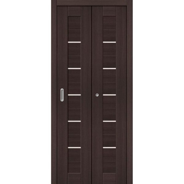 Складная межкомнатная дверь Порта-22 (Wenge Veralinga, остеклённая)