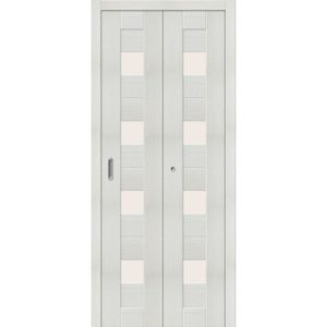 Складная межкомнатная дверь Порта-23 (Bianco Veralinga, остеклённая)