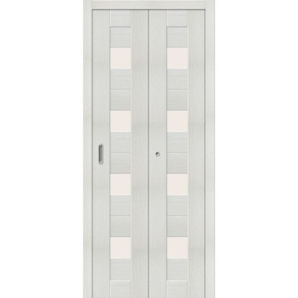 Складная межкомнатная дверь Порта-23 (Bianco Veralinga, остеклённая)