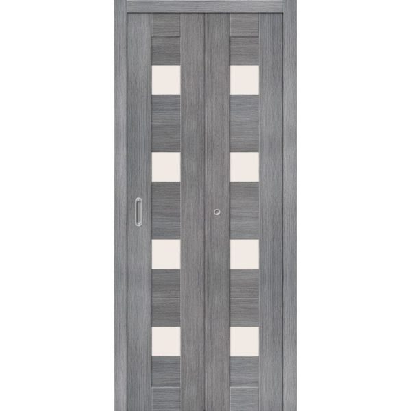 Складная межкомнатная дверь Браво-23 (Grey Veralinga, остеклённая)
