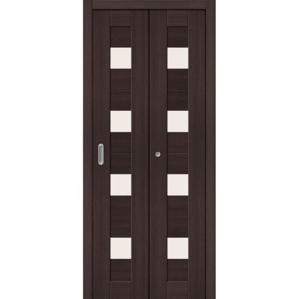 Складная межкомнатная дверь Браво-23 (Wenge Veralinga, остеклённая)