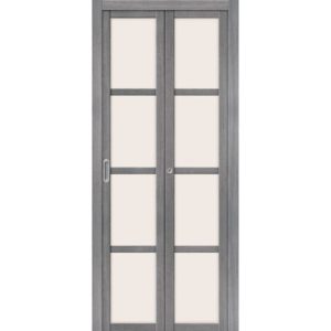 Складная межкомнатная дверь Твигги-V4 (Grey Veralinga, остеклённая, Magic Fog)