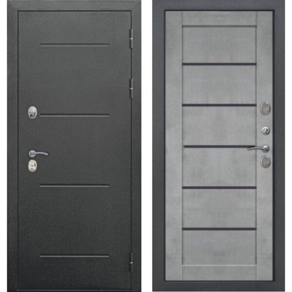 Входная дверь Isoterma (букле черный, бетон серый)
