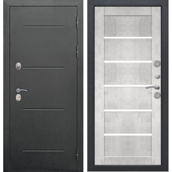 Входная дверь Isoterma (букле черный, бетон снежный)