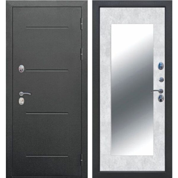 Входная дверь Isoterma (maxi, букле черный, бетон снежный)