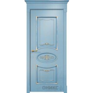 Межкомнатная дверь Оникс Эллипс (эмаль голубая, патина золото)