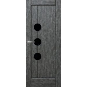 Межкомнатная дверь ДверКо Илюм (Холст мокко, стекло черное)