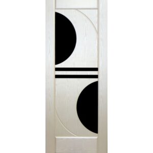Межкомнатная дверь ДверКо Луна (Светлая, стекло черное)