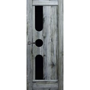 Межкомнатная дверь ДверКо Модус (Дуб бомонт грей, стекло черное)