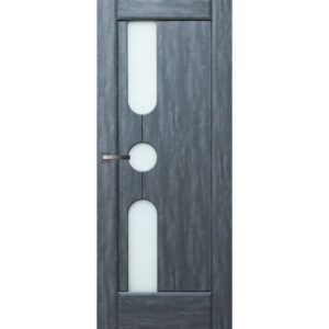 Межкомнатная дверь ДверКо Модус (Холст грей, стекло белое)