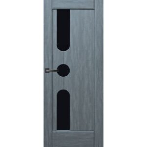 Межкомнатная дверь ДверКо Модус (Холст грей, стекло черное)