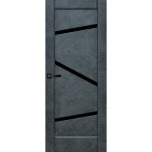 Межкомнатная дверь ДверКо Призма (Бетон темный, стекло черное)