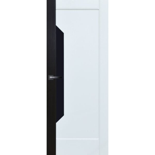 Межкомнатная дверь ДверКо Сектор (Комбинированная, светлая, стекло черное)