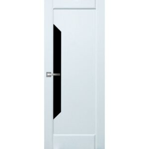 Межкомнатная дверь ДверКо Сектор (Шервуд белый, стекло черное)