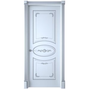Межкомнатная дверь Interne Doors Амелия (Белая эмаль, патина серебро, глухая)