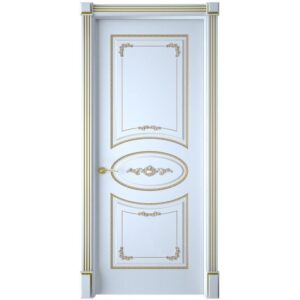 Межкомнатная дверь Interne Doors Амелия (Белая эмаль, патина золото, глухая)