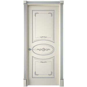 Межкомнатная дверь Interne Doors Амелия (Эмаль слоновая кость, патина серебро, глухая)