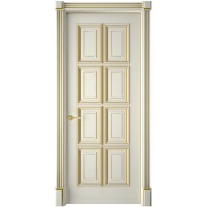 Межкомнатная дверь Interne Doors Багет 10 (Эмаль слоновая кость, патина золото, глухая)