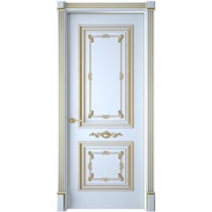 Межкомнатная дверь Interne Doors Багет 31 (Белая эмаль, патина золото, глухая)
