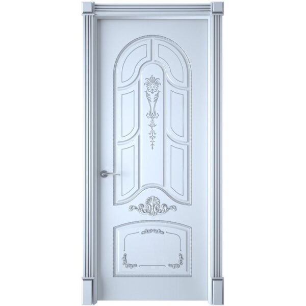 Межкомнатная дверь Interne Doors Болонья (Белая эмаль, патина серебро, глухая)