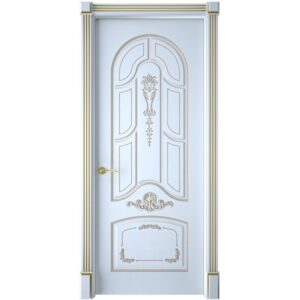 Межкомнатная дверь Interne Doors Болонья (Белая эмаль, патина золото, глухая)