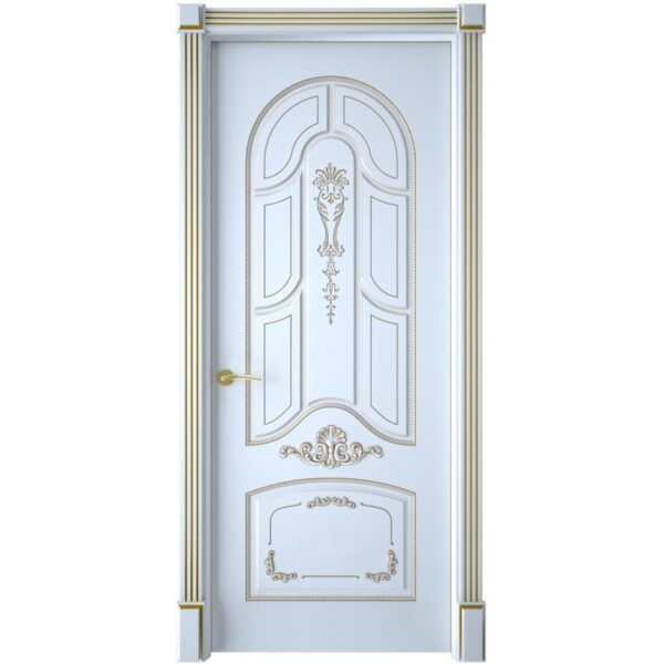Межкомнатная дверь Interne Doors Болонья (Белая эмаль, патина золото, глухая)
