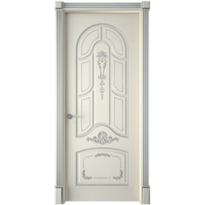 Межкомнатная дверь Interne Doors Болонья (Эмаль слоновая кость, патина серебро, глухая)