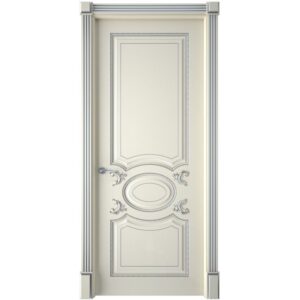 Межкомнатная дверь Interne Doors Галант (Эмаль слоновая кость, патина серебро, глухая)