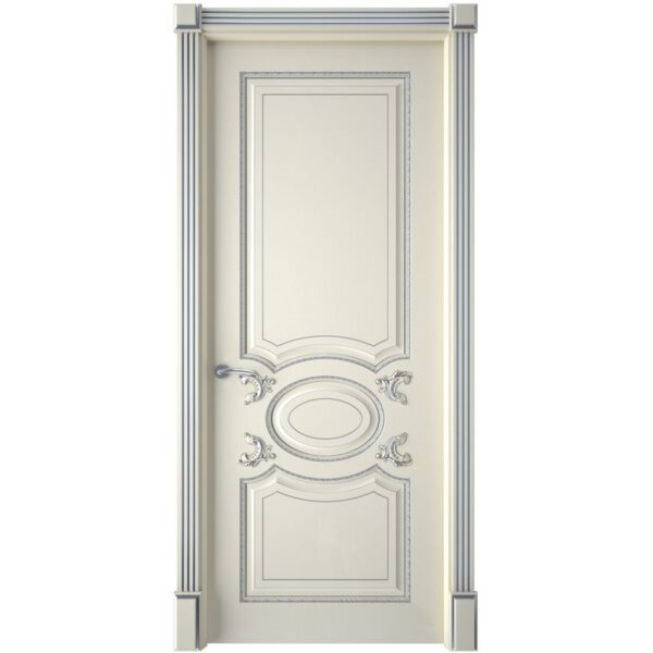 Межкомнатная дверь Interne Doors Галант (Эмаль слоновая кость, патина серебро, глухая)