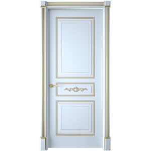 Межкомнатная дверь Interne Doors Лацио (Белая эмаль, патина золото, глухая)