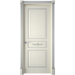 Межкомнатная дверь Interne Doors Лацио (Эмаль слоновая кость, патина серебро, глухая)