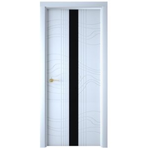 Межкомнатная дверь Interne Doors Line LP 12 (Белая эмаль, черное стекло)