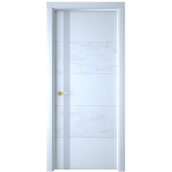 Межкомнатная дверь Interne Doors Line S1 (Белая эмаль, белое стекло)