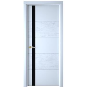 Межкомнатная дверь Interne Doors Line S1 (Белая эмаль, черное стекло)