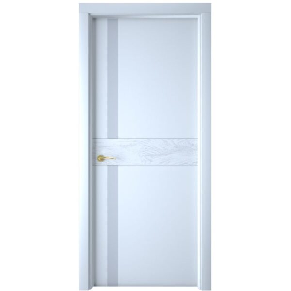 Межкомнатная дверь Interne Doors Line S2 (Белая эмаль, белое стекло)