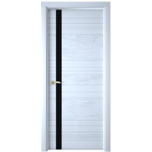 Межкомнатная дверь Interne Doors Line S3 (Белая эмаль, черное стекло)