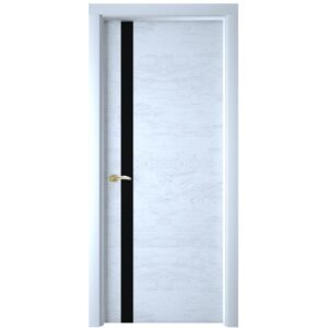 Межкомнатная дверь Interne Doors Line S5 (Белая эмаль, черное стекло)