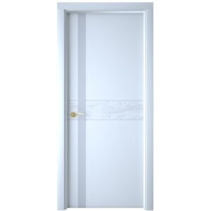 Межкомнатная дверь Interne Doors Line S6 (Белая эмаль, белое стекло)