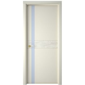 Межкомнатная дверь Interne Doors Line S6 (Слоновая кость, белое стекло)