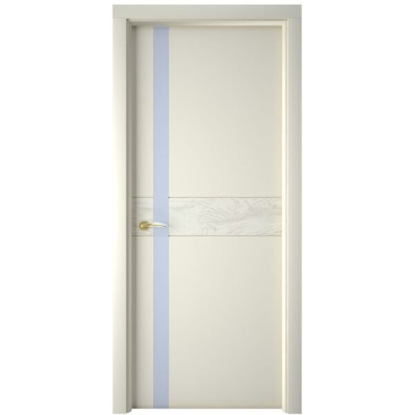 Межкомнатная дверь Interne Doors Line S6 (Слоновая кость, белое стекло)
