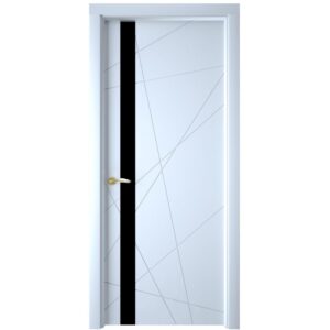 Межкомнатная дверь Interne Doors Line S9 (Белая эмаль, черное стекло)