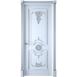 Межкомнатная дверь Interne Doors Марокко (Белая эмаль, патина серебро, глухая)