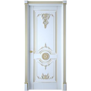Межкомнатная дверь Interne Doors Марокко (Белая эмаль, патина золото, глухая)