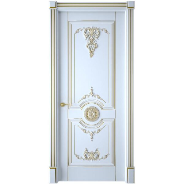 Межкомнатная дверь Interne Doors Марокко (Белая эмаль, патина золото, глухая)