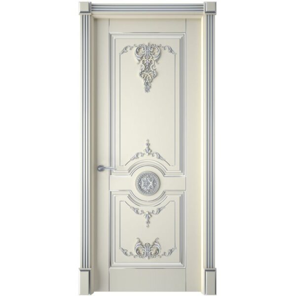 Межкомнатная дверь Interne Doors Марокко (Эмаль слоновая кость, патина серебро, глухая)